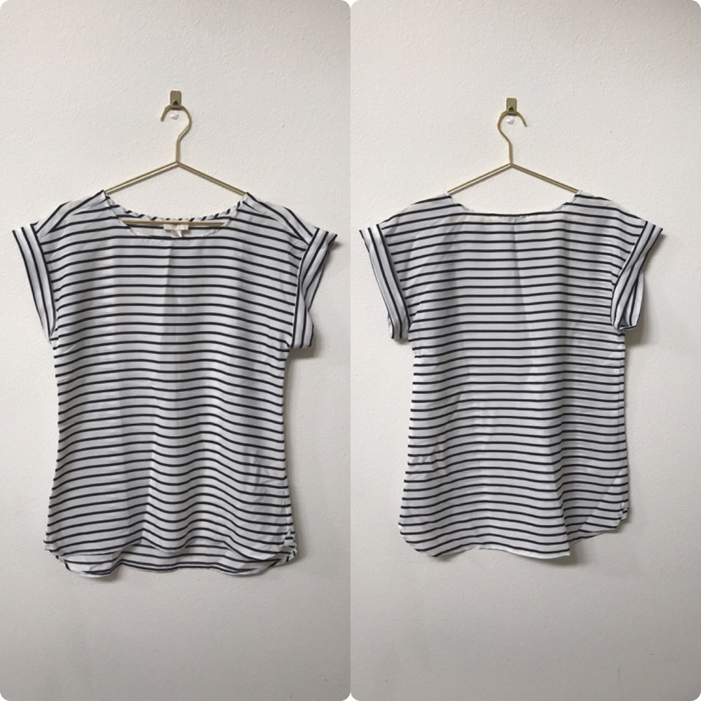 Loft black and white striped blouse